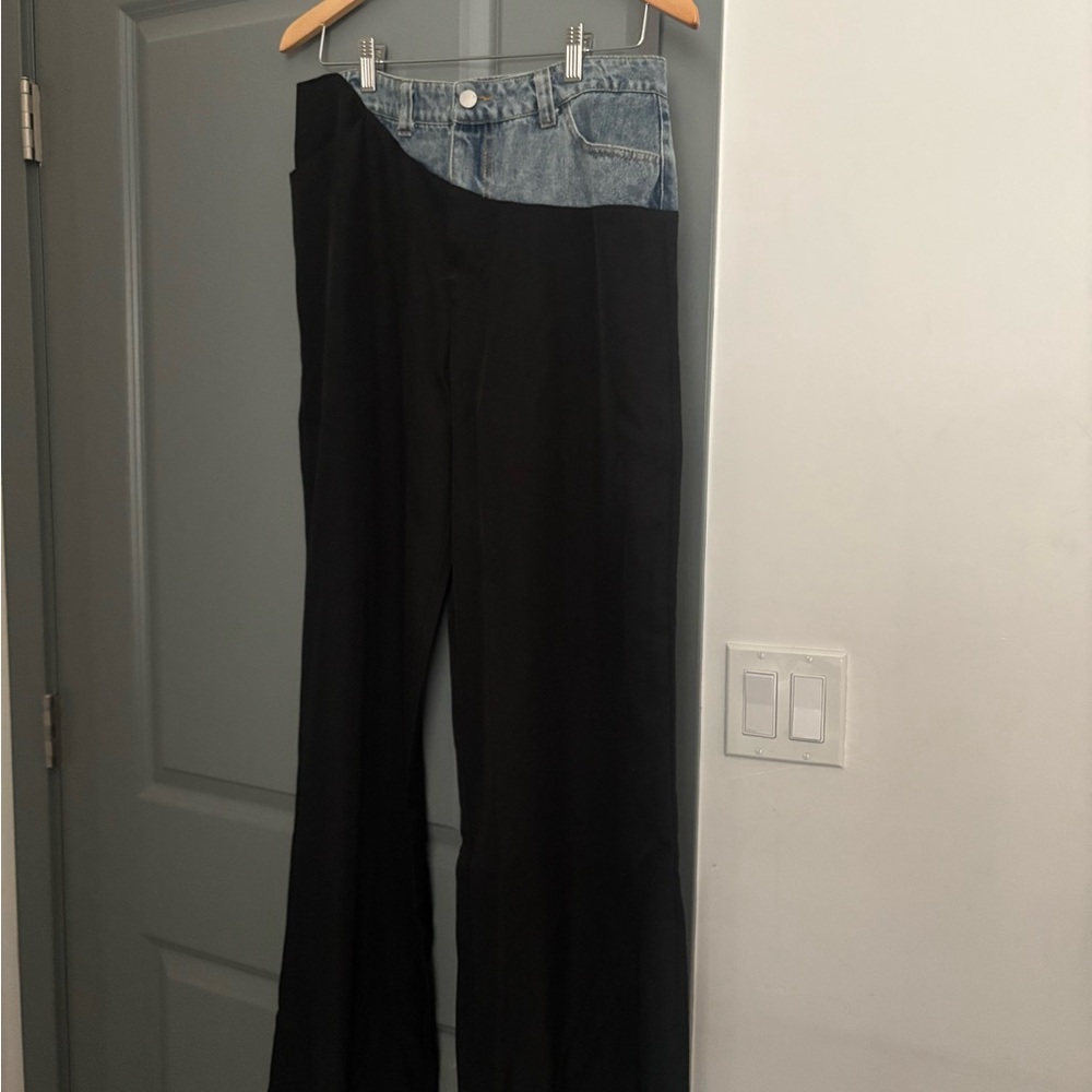 Micas Two-Tone Black and Denim Pants